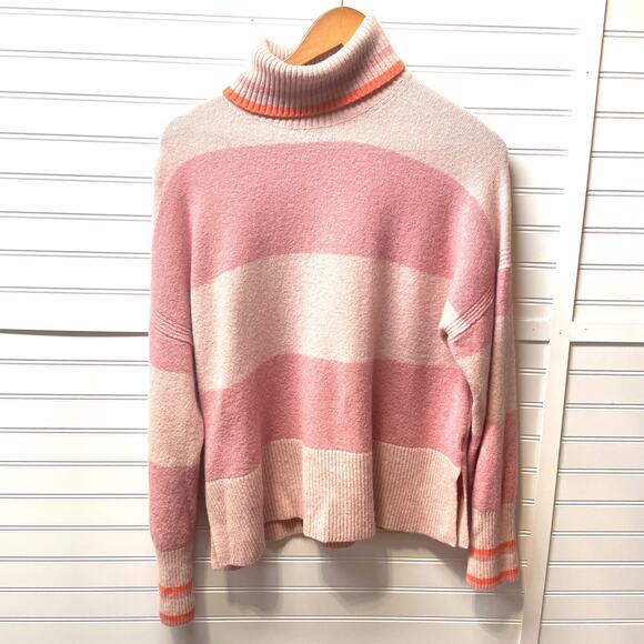 J Crew Striped Turtleneck Sweater in Merino Wool & Alpaca Size L - Picture 1 of 10